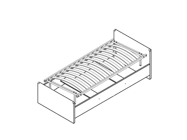 Кровать c металлическим основанием  Индиана Дуб саттер JLOZ 90х200
