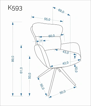 Стул HALMAR K593 серый/черный, поворотный