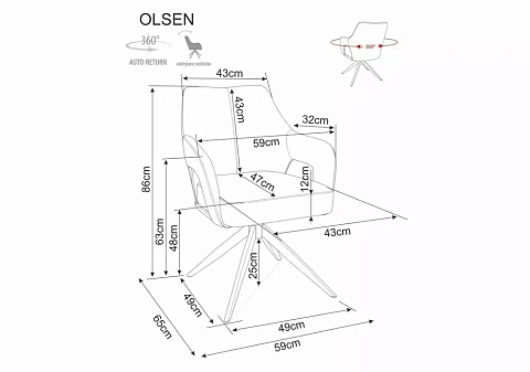 Стул SIGNAL OLSEN Noelle 33 темно-бежевый/черный, поворотный