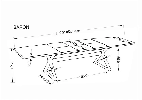 Стол обеденный HALMAR BARON орех/черный 200-350/100