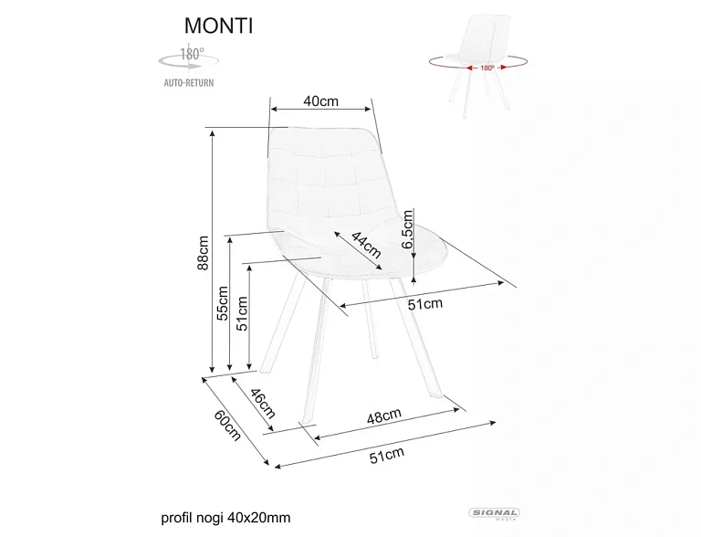 Стул SIGNAL MONTI Velvet Bluvel 14 серый/черный, поворотный