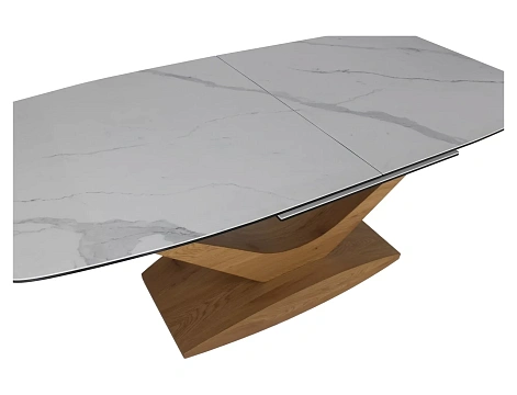 Стол обеденный SIGNAL DOLCE Ceramic Statuario Venato белый/дуб 180-240/95
