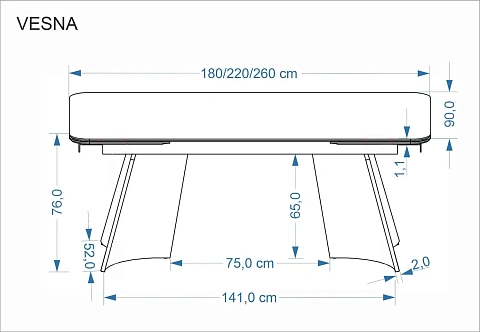 Стол обеденный HALMAR VESNA бежевый мрамор/коричневый 180-260/90