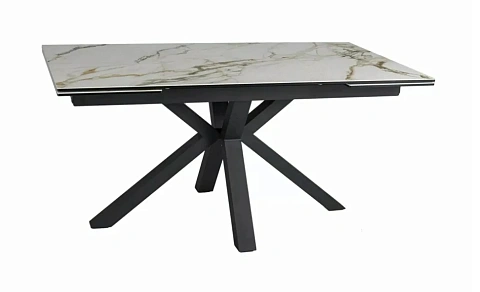 Стол обеденный SIGNAL COLUMBUS Amber Bianco белый/черный 160-240/90