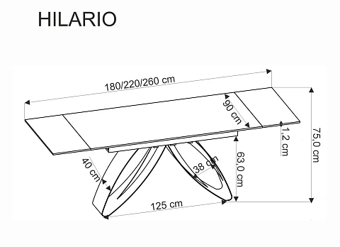 Стол обеденный HALMAR HILARIO светлый травертин/кашемир 180-260/90