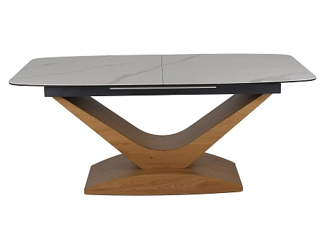 Стол обеденный SIGNAL DOLCE Ceramic Statuario Venato белый/дуб 180-240/95
