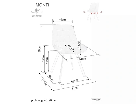 Стул SIGNAL MONTI Velvet Bluvel 40 темно-бежевый/черный, поворотный