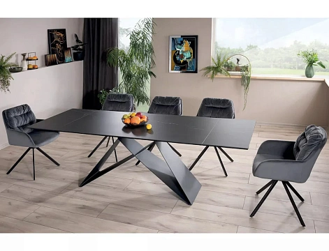 Стол обеденный SIGNAL WESTIN Ceramic Sahara Noir черный/черный мат 160-240/90